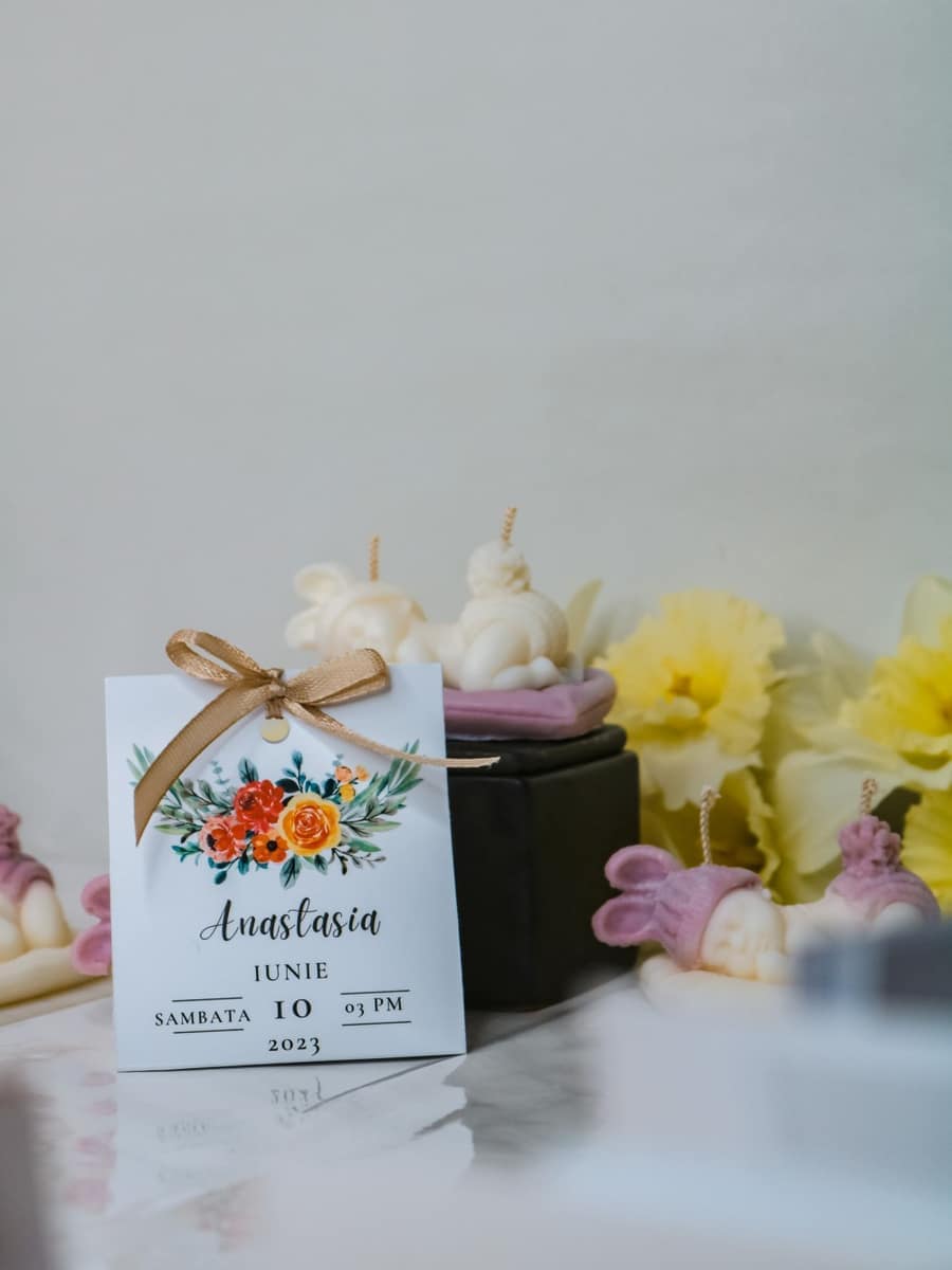 Marturii Botez lumanare BABY - cartonat & fundita - imagine 19